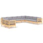 vidaXL Juego de muebles de jardín 10 pzas y cojines madera maciza pino vidaXL Juego de muebles de jardín 10 pzas y cojines madera maciza pino