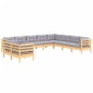 vidaXL Juego de muebles de jardín 10 pzas y cojines madera maciza pino vidaXL Juego de muebles de jardín 10 pzas y cojines madera maciza pino