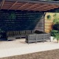 vidaXL Muebles de jardín 11 pzas y cojines gris madera de pino vidaXL Muebles de jardín 11 pzas y cojines gris madera de pino