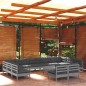 vidaXL Muebles de jardín 13 pzas y cojines gris madera maciza de pino vidaXL Muebles de jardín 13 pzas y cojines gris madera maciza de pino