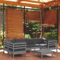 vidaXL Juego de muebles de jardín 7 pzas y cojines madera de pino gris vidaXL Juego de muebles de jardín 7 pzas y cojines madera de pino gris