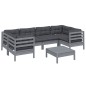 vidaXL Juego de muebles de jardín 7 pzas y cojines madera de pino gris vidaXL Juego de muebles de jardín 7 pzas y cojines madera de pino gris