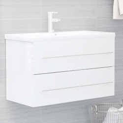vidaXL Mueble con lavabo madera de ingeniería blanco brillo