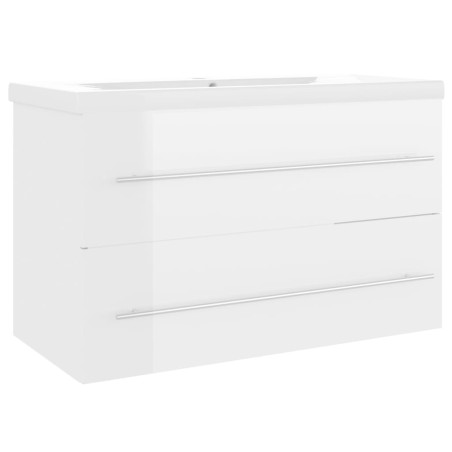vidaXL Mueble con lavabo madera de ingeniería blanco brillo