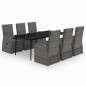 vidaXL Juego de comedor de jardín 7 piezas con cojines gris vidaXL Juego de comedor de jardín 7 piezas con cojines gris