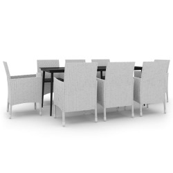 vidaXL Set comedor de jardín 9 pzas y cojines ratán sintético y vidrio
