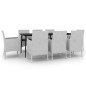 vidaXL Set comedor de jardín 9 pzas y cojines ratán sintético y vidrio vidaXL Set comedor de jardín 9 pzas y cojines ratán sintético y vidrio