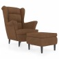 vidaXL Sillón orejero y taburete de terciopelo marrón vidaXL Sillón orejero y taburete de terciopelo marrón