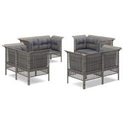 vidaXL Set de muebles de jardín 8 pzas y cojines ratán sintético gris