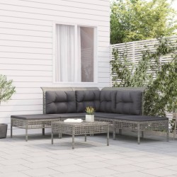 vidaXL Set de muebles de jardín 6 pzas y cojines ratán sintético gris