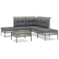 vidaXL Set de muebles de jardín 6 pzas y cojines ratán sintético gris vidaXL Set de muebles de jardín 6 pzas y cojines ratán sintético gris