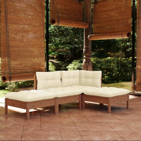 vidaXL Muebles de jardín 4 piezas cojines madera maciza de pino