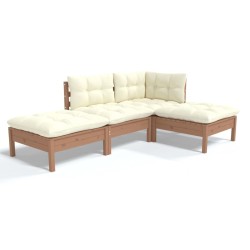 vidaXL Muebles de jardín 4 piezas cojines madera maciza de pino