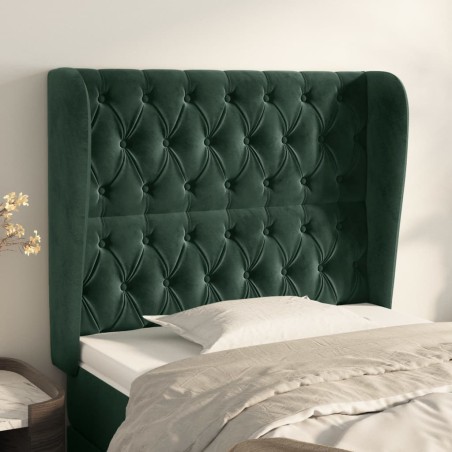vidaXL Cabecero con orejas de terciopelo verde oscuro 103x23x118/128cm