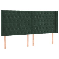 vidaXL Cabecero con orejas de terciopelo verde oscuro 183x16x118/128cm