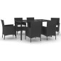 vidaXL Set de comedor de jardín 7 pzas y cojines ratán sintético negro vidaXL Set de comedor de jardín 7 pzas y cojines ratán sintético negro