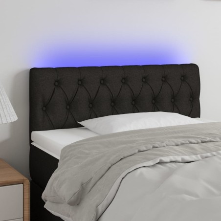 vidaXL Cabecero con LED de tela negro 100x7x78/88 cm