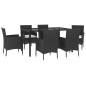 vidaXL Set de comedor de jardín 7 pzas y cojines ratán sintético negro vidaXL Set de comedor de jardín 7 pzas y cojines ratán sintético negro