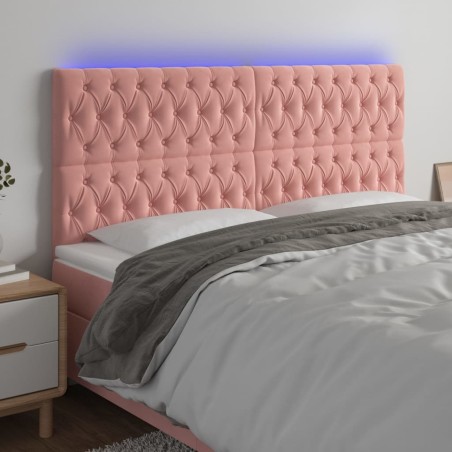 vidaXL Cabecero con luces LED terciopelo rosa 180x7x118/128 cm