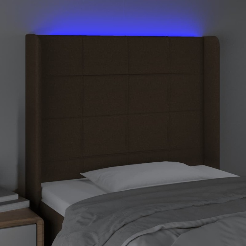 vidaXL Cabecero con LED de tela marrón oscuro 93x16x118/128 cm vidaXL Cabecero con LED de tela marrón oscuro 93x16x118/128 cm