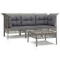 vidaXL Set de muebles de jardín 4 pzas y cojines ratán sintético gris vidaXL Set de muebles de jardín 4 pzas y cojines ratán sintético gris