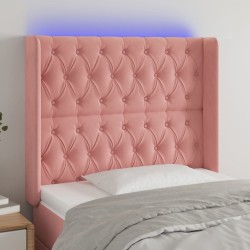 vidaXL Cabecero con LED de terciopelo rosa 93x16x118/128 cm