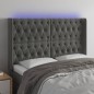 vidaXL Cabecero con LED de terciopelo gris oscuro 147x16x118/128 cm vidaXL Cabecero con LED de terciopelo gris oscuro 147x16x118/128 cm