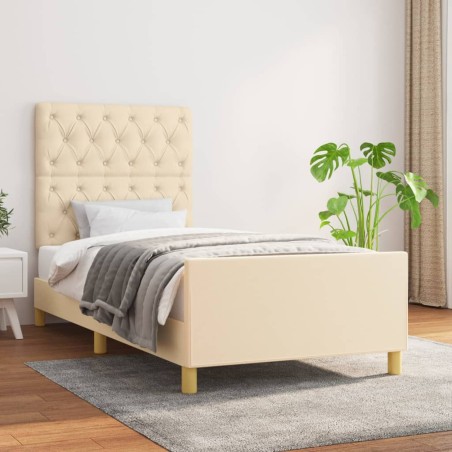 vidaXL Estructura de cama con cabecero de tela color crema 80x200 cm