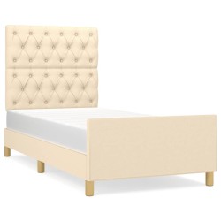 vidaXL Estructura de cama con cabecero de tela color crema 80x200 cm