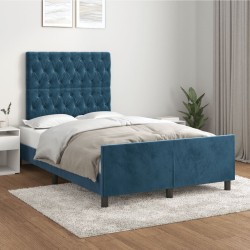 vidaXL Estructura cama con cabecero terciopelo azul oscuro 120x200cm