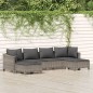 vidaXL Set de muebles de jardín 6 pzas y cojines ratán sintético gris vidaXL Set de muebles de jardín 6 pzas y cojines ratán sintético gris