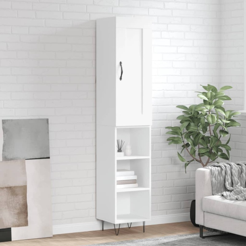 vidaXL Aparador alto madera contrachapada blanco 34,5x34x180 cm vidaXL Aparador alto madera contrachapada blanco 34,5x34x180 cm