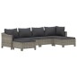 vidaXL Set de muebles de jardín 6 pzas y cojines ratán sintético gris vidaXL Set de muebles de jardín 6 pzas y cojines ratán sintético gris