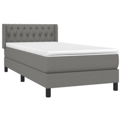 vidaXL Cama box spring con colchón tela gris oscuro 100x200 cm