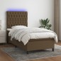 vidaXL Cama box spring colchón y luces LED tela marrón oscuro 90x190cm vidaXL Cama box spring colchón y luces LED tela marrón oscuro 90x190cm