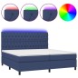 vidaXL Cama box spring colchón y luces LED tela azul 200x200 cm vidaXL Cama box spring colchón y luces LED tela azul 200x200 cm