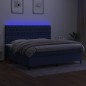 vidaXL Cama box spring colchón y luces LED tela azul 200x200 cm vidaXL Cama box spring colchón y luces LED tela azul 200x200 cm
