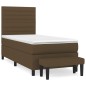 vidaXL Cama box spring con colchón tela marrón oscuro 90x190 cm vidaXL Cama box spring con colchón tela marrón oscuro 90x190 cm