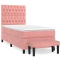 vidaXL Cama box spring con colchón terciopelo rosa 90x200 cm vidaXL Cama box spring con colchón terciopelo rosa 90x200 cm