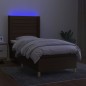 vidaXL Cama box spring colchón y luces LED tela marrón oscuro 90x190cm vidaXL Cama box spring colchón y luces LED tela marrón oscuro 90x190cm