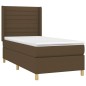 vidaXL Cama box spring colchón y luces LED tela marrón oscuro 90x190cm vidaXL Cama box spring colchón y luces LED tela marrón oscuro 90x190cm
