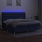 vidaXL Cama box spring colchón y luces LED tela azul 200x200 cm vidaXL Cama box spring colchón y luces LED tela azul 200x200 cm