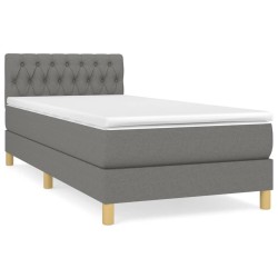vidaXL Cama box spring con colchón tela gris oscuro 100x200 cm