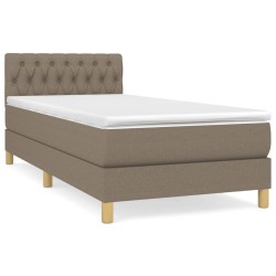 vidaXL Cama box spring con colchón tela gris taupe 90x200 cm