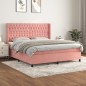 vidaXL Cama box spring con colchón terciopelo rosa 180x200 cm vidaXL Cama box spring con colchón terciopelo rosa 180x200 cm