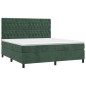 vidaXL Cama box spring con colchón terciopelo verde oscuro 180x200 cm