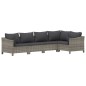 vidaXL Set de muebles de jardín 5 pzas y cojines ratán sintético gris vidaXL Set de muebles de jardín 5 pzas y cojines ratán sintético gris