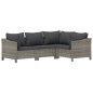 vidaXL Set de muebles de jardín 5 pzas y cojines ratán sintético gris vidaXL Set de muebles de jardín 5 pzas y cojines ratán sintético gris