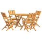 vidaXL Juego de comedor para jardín 5 piezas madera maciza de teca vidaXL Juego de comedor para jardín 5 piezas madera maciza de teca