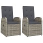 vidaXL Set comedor de jardín 3 piezas con cojines ratán sintético gris